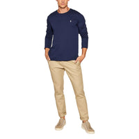 Blue Cotton Long Sleeve T-Shirt