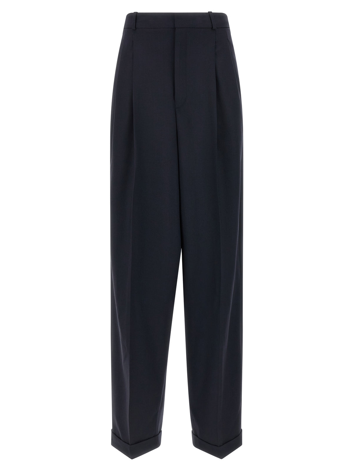 Blue Wool Casual Pants