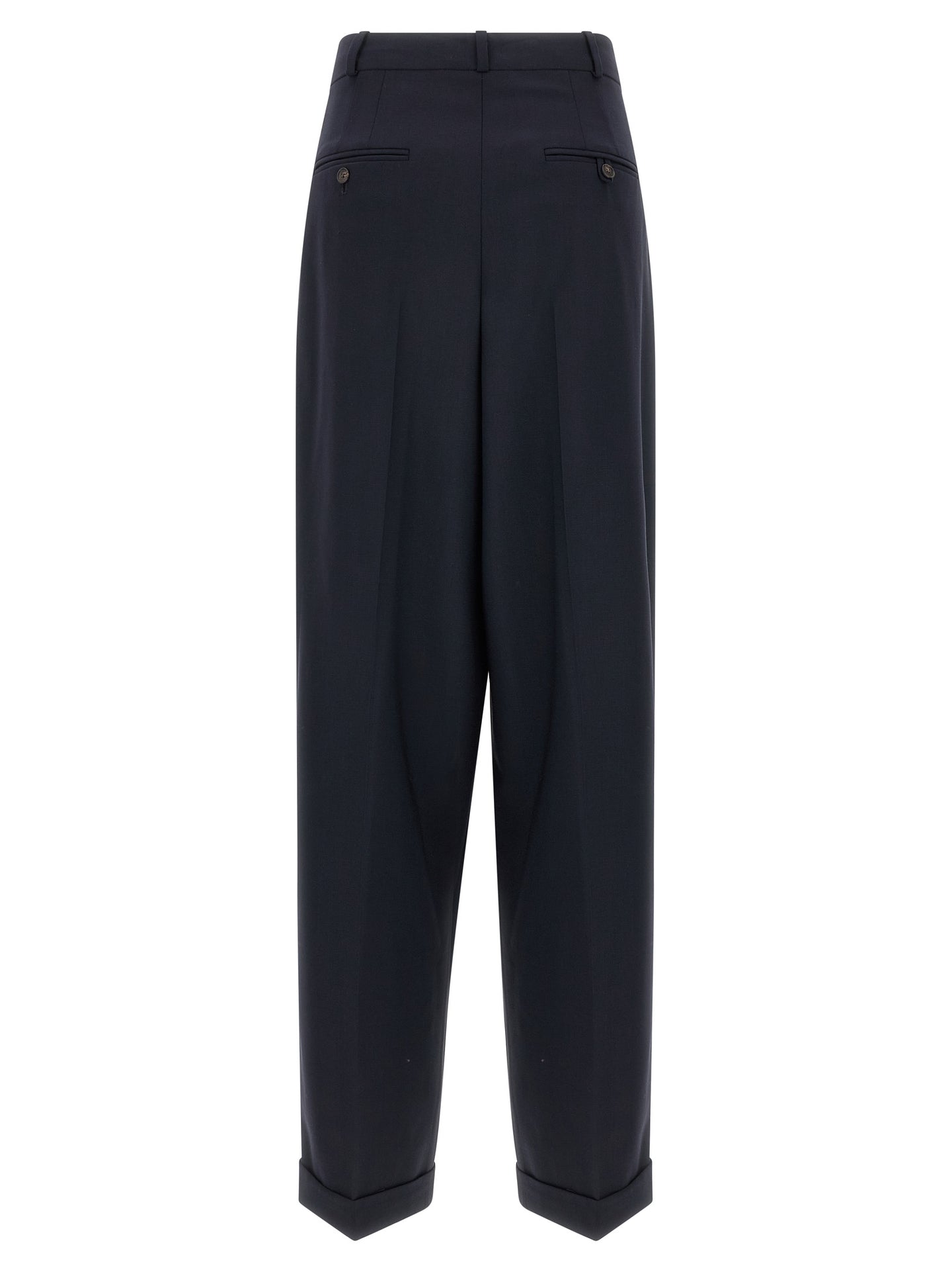 Blue Wool Casual Pants