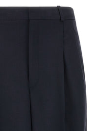 Blue Wool Casual Pants