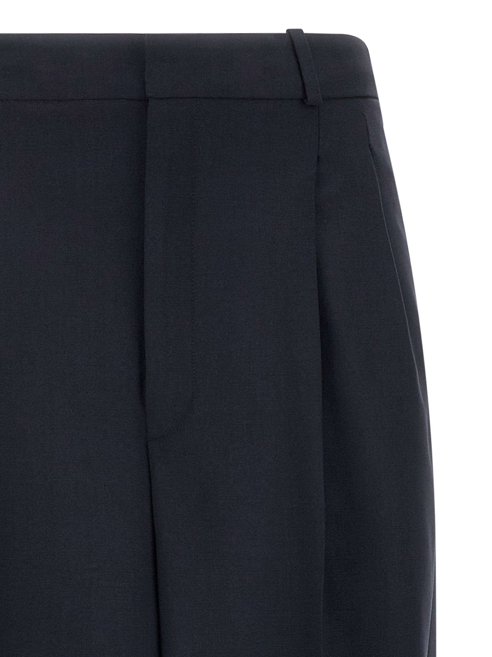 Blue Wool Casual Pants