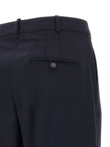 Blue Wool Casual Pants