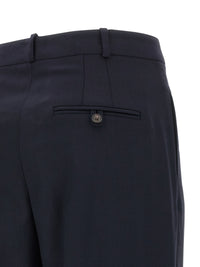 Blue Wool Casual Pants