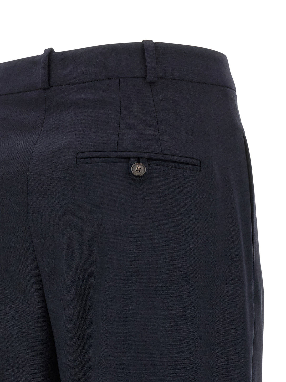Blue Wool Casual Pants