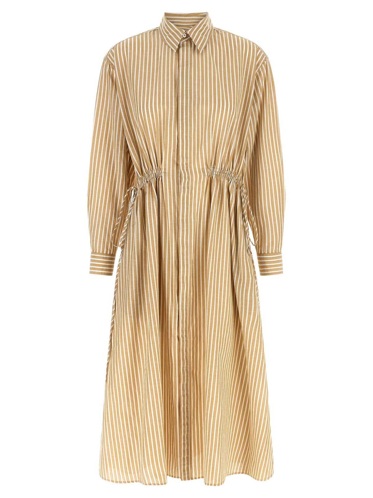 Beige Cotton Midi Dress