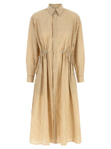 Beige Cotton Midi Dress