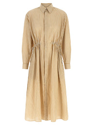 Beige Cotton Midi Dress