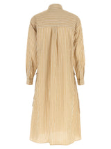 Beige Cotton Midi Dress