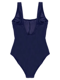 Blue Nylon One-Piece Swimsuit