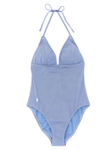 Blue Nylon One-Piece Swimsuit