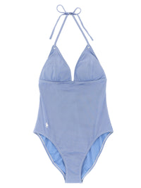 Blue Nylon One-Piece Swimsuit