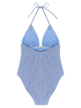 Blue Nylon One-Piece Swimsuit