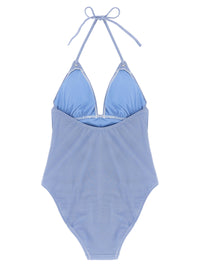 Blue Nylon One-Piece Swimsuit