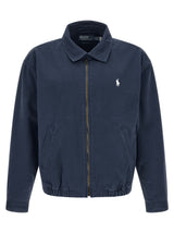 Blue Cotton Full-Length Jacket