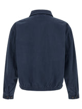 Blue Cotton Full-Length Jacket