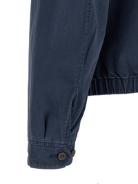 Blue Cotton Full-Length Jacket