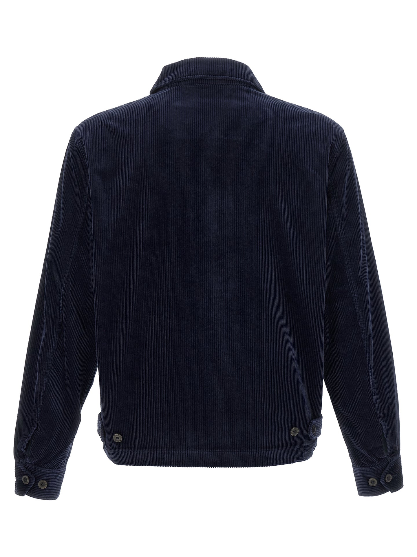 Blue Cotton Full-Length Jacket