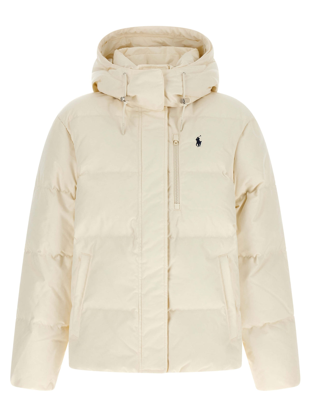 White Polyester Full-Length Jacket