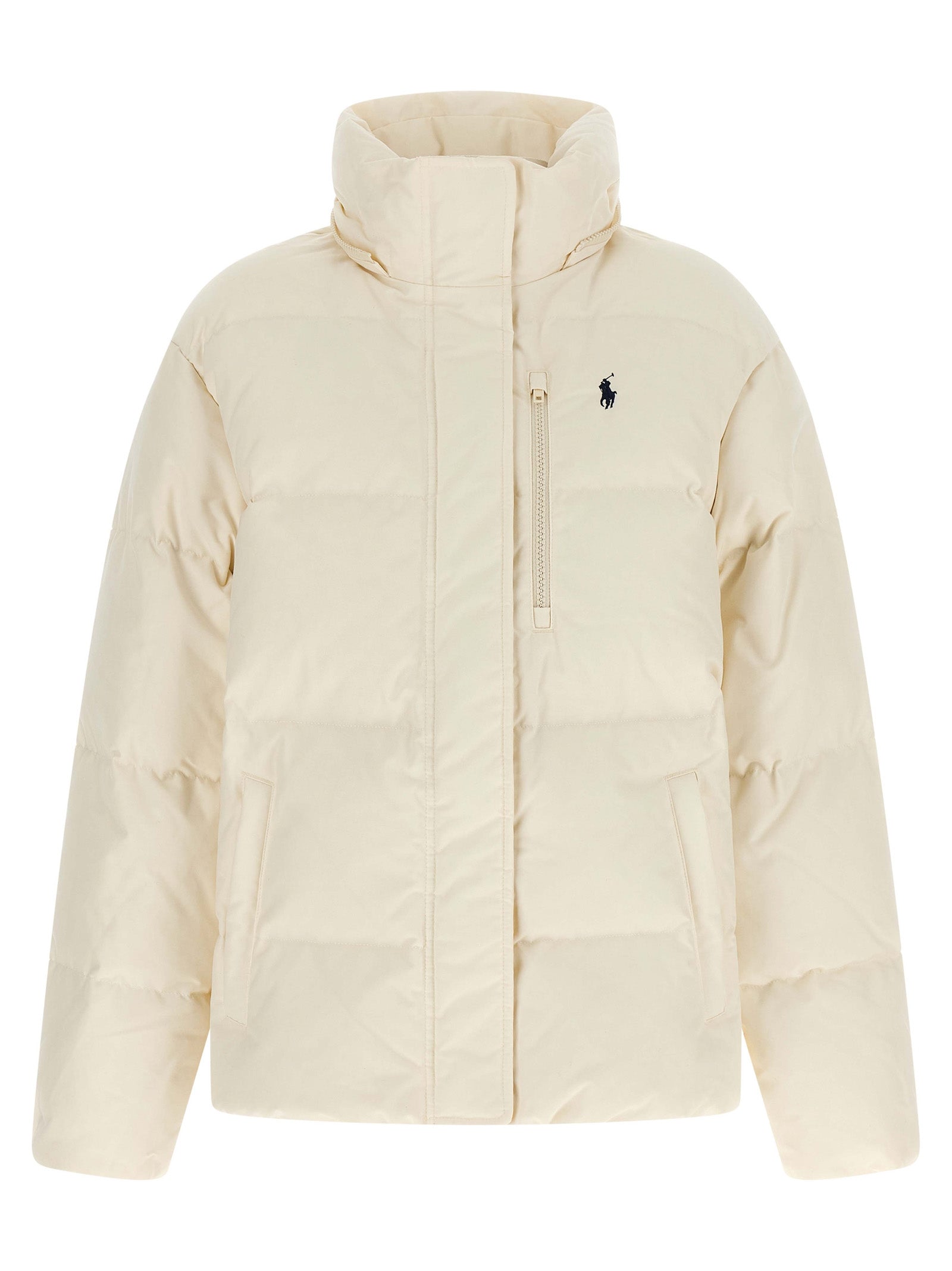 White Polyester Full-Length Jacket