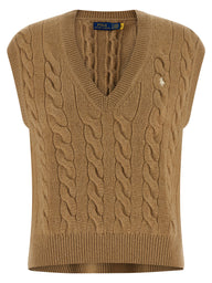 Beige Wool Sleeveless Jacket
