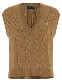 Beige Wool Sleeveless Jacket