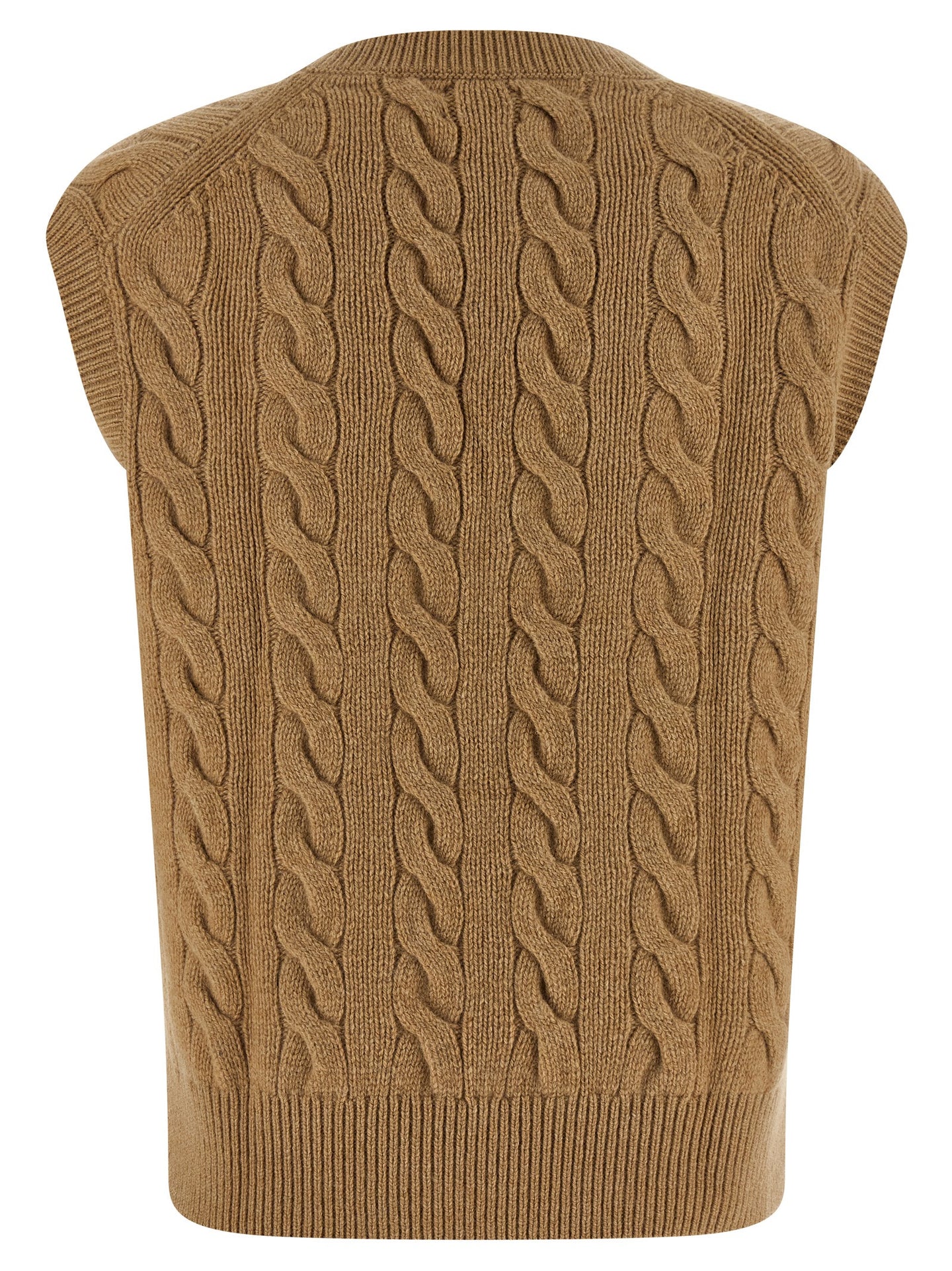 Beige Wool Sleeveless Jacket