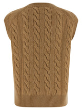 Beige Wool Sleeveless Jacket