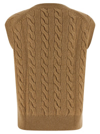Beige Wool Sleeveless Jacket