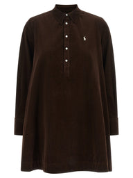 Brown Cotton Short Dress