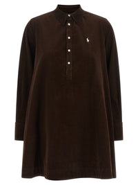 Brown Cotton Short Dress