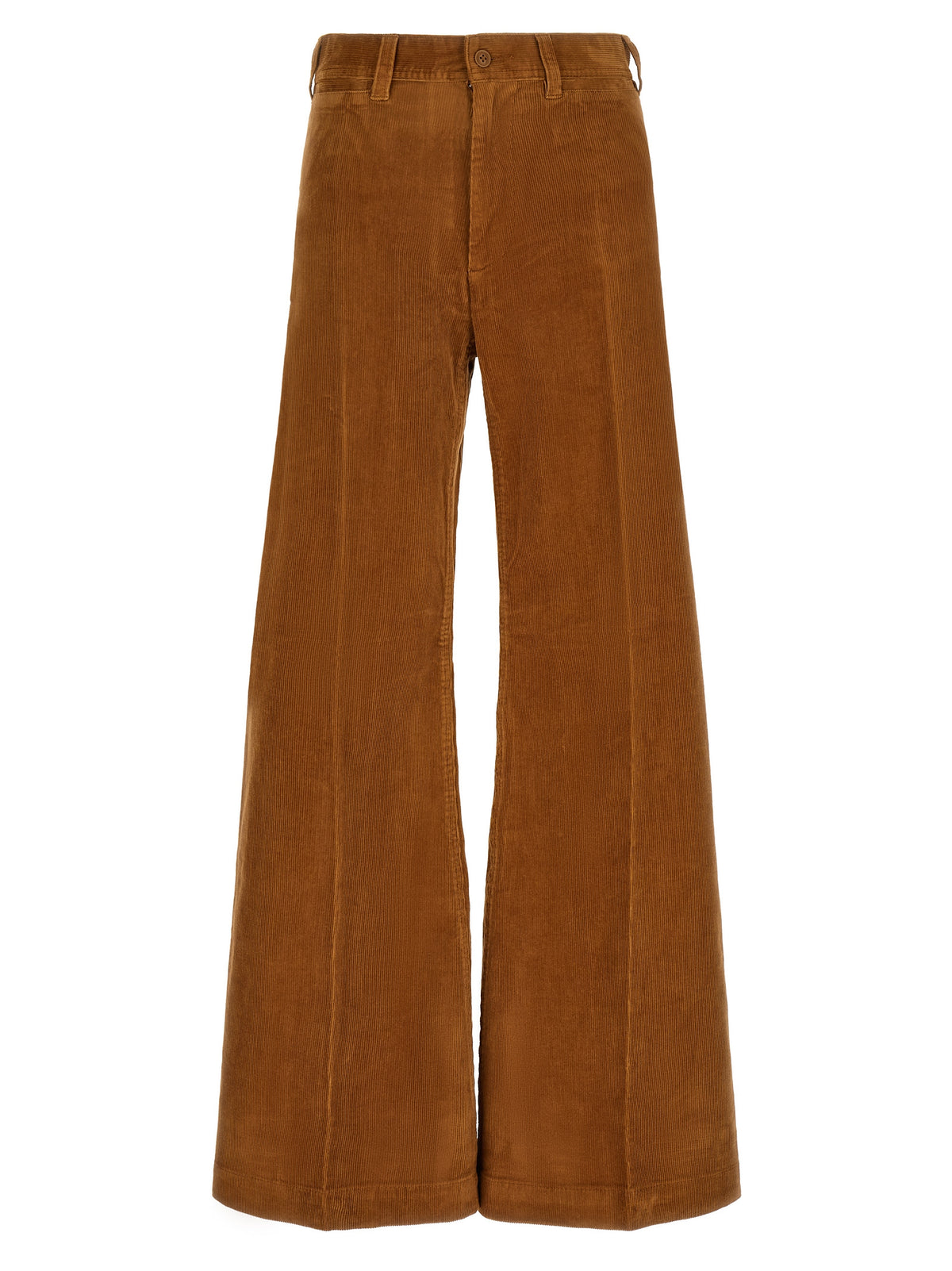 Brown Cotton Flared Pants