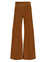 Brown Cotton Flared Pants