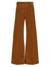 Brown Cotton Flared Pants