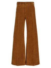 Brown Cotton Flared Pants