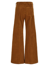 Brown Cotton Flared Pants