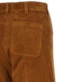 Brown Cotton Flared Pants