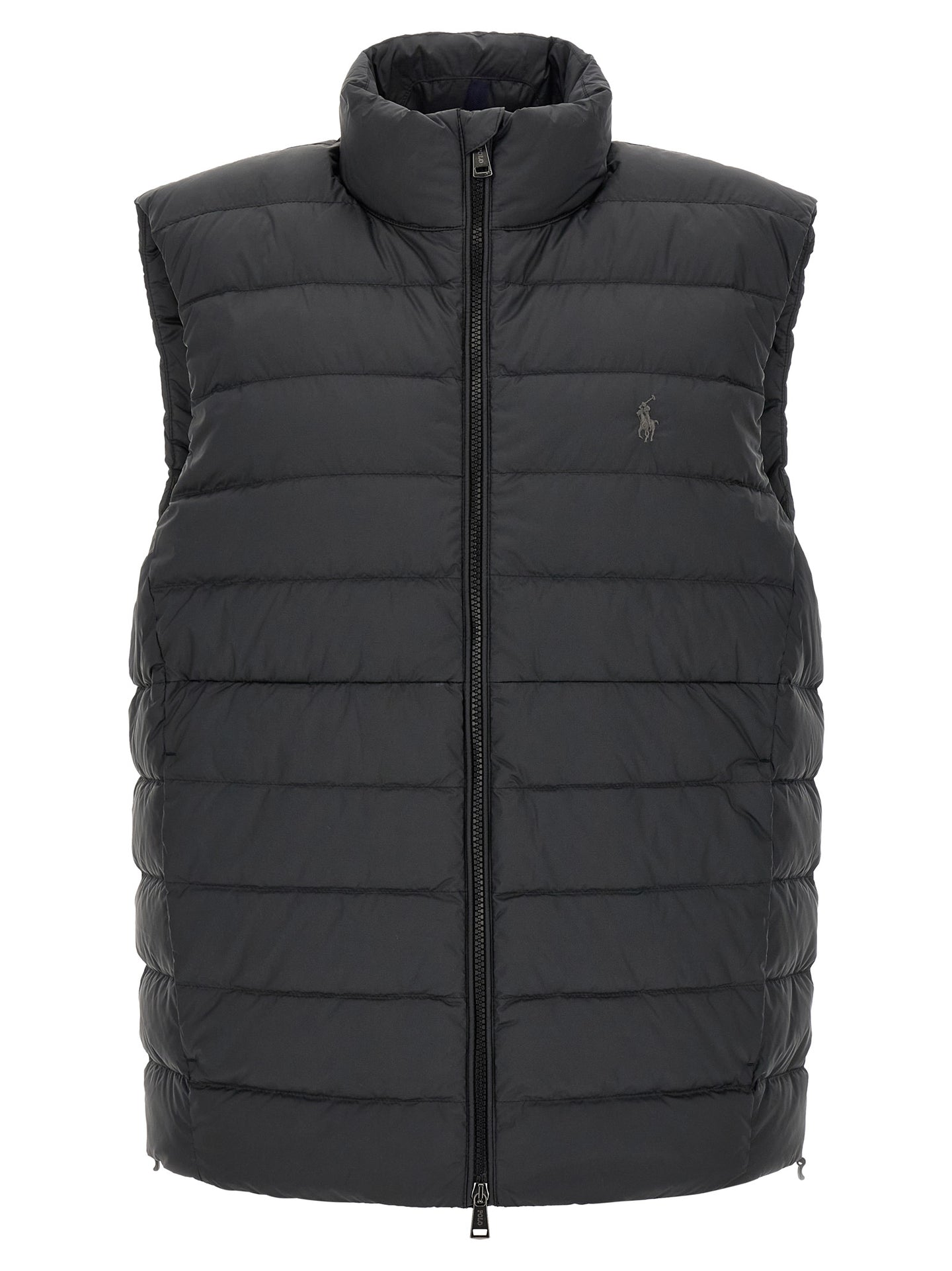 Black Polyester Sleeveless Jacket