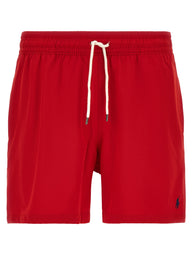 Red Polyester Swim Shorts