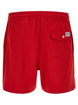 Red Polyester Swim Shorts