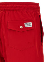 Red Polyester Swim Shorts