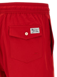 Red Polyester Swim Shorts