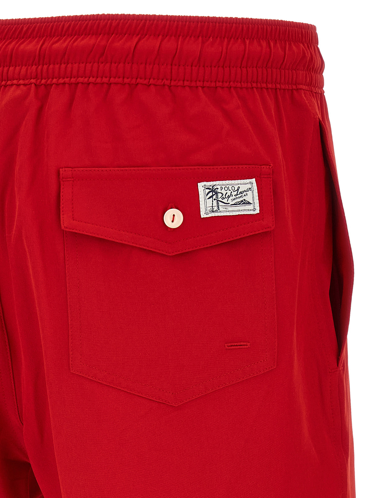 Red Polyester Swim Shorts