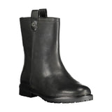 Black Leather Women Ankle Boot