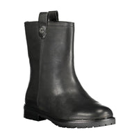 Black Leather Women Ankle Boot